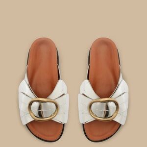 FARM Rio Silver Daisy Slide Sandal